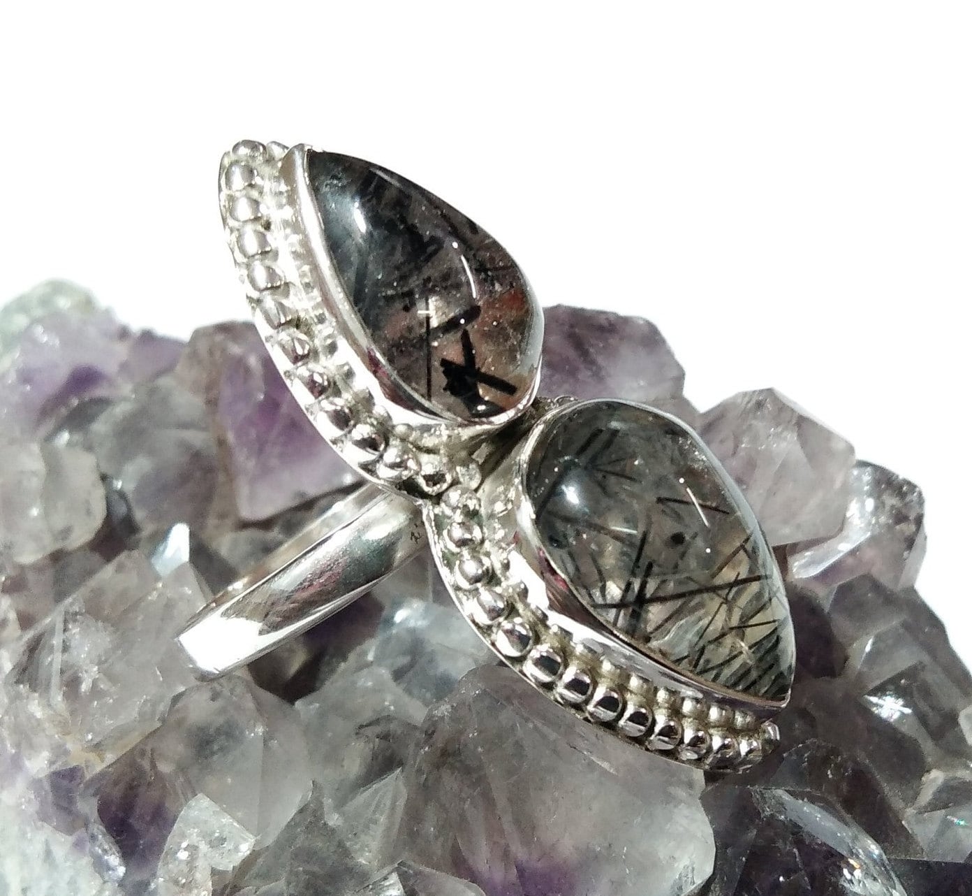 Black Rutile Quartz Gemstone Ring, 925 Starling Silver Ring, Natural Stone Ring, Beautiful Handmade Ring, For Girls/Women Ring Free Shipping